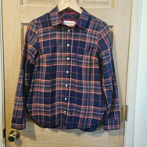 Small Evy's Tree Navy Plaid Button Down Shirt